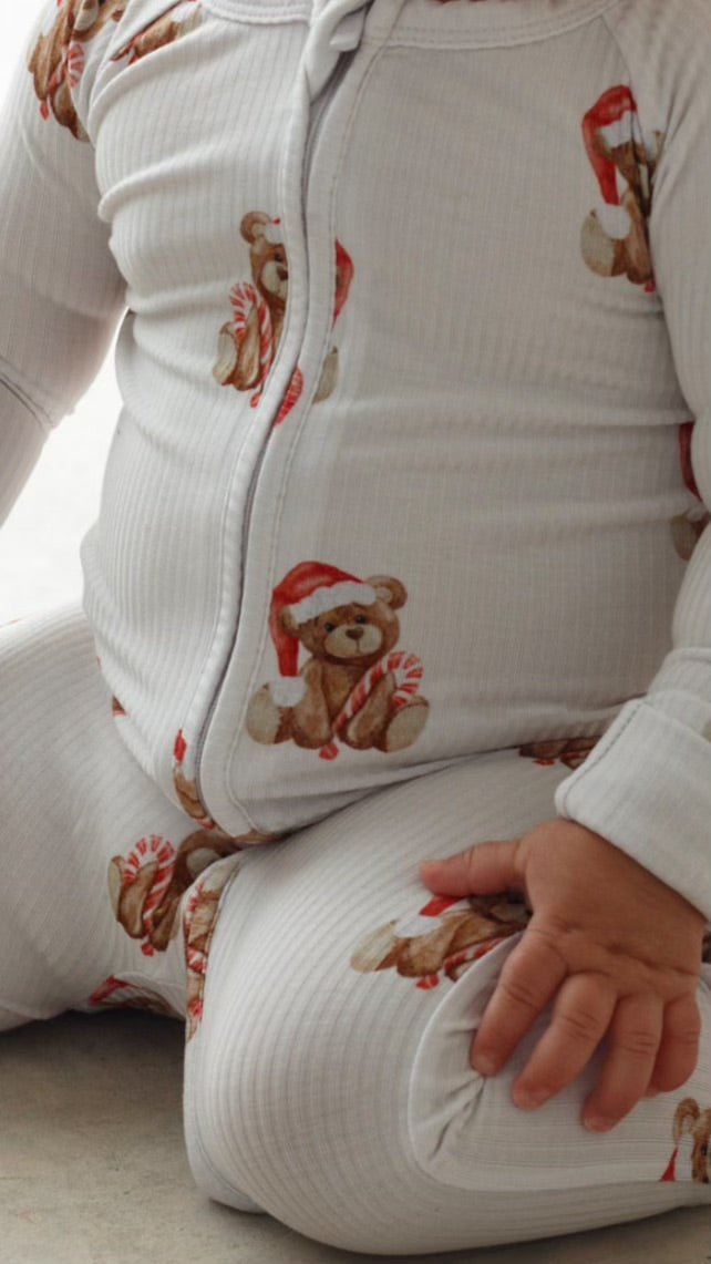 Christmas Teddy Zip Romper