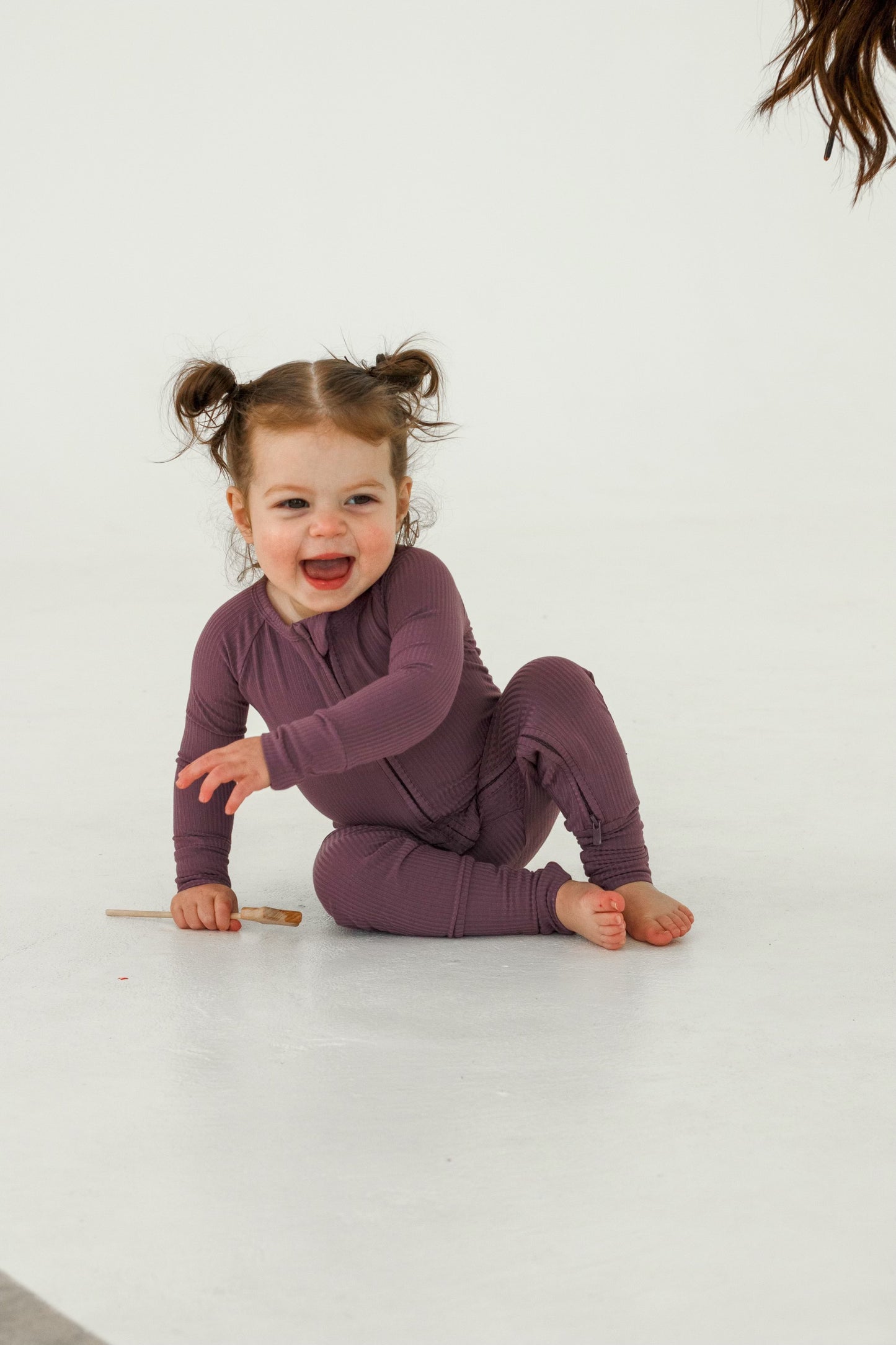 Plum Ribbed Zip Romper