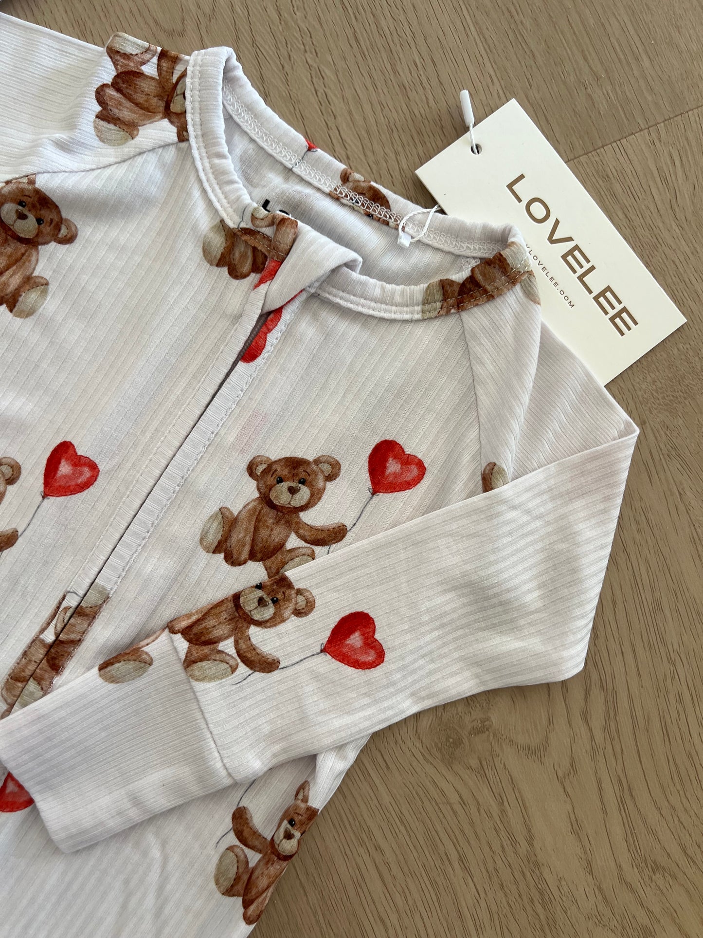 PRE ORDER: Valentines TeddyZip Romper